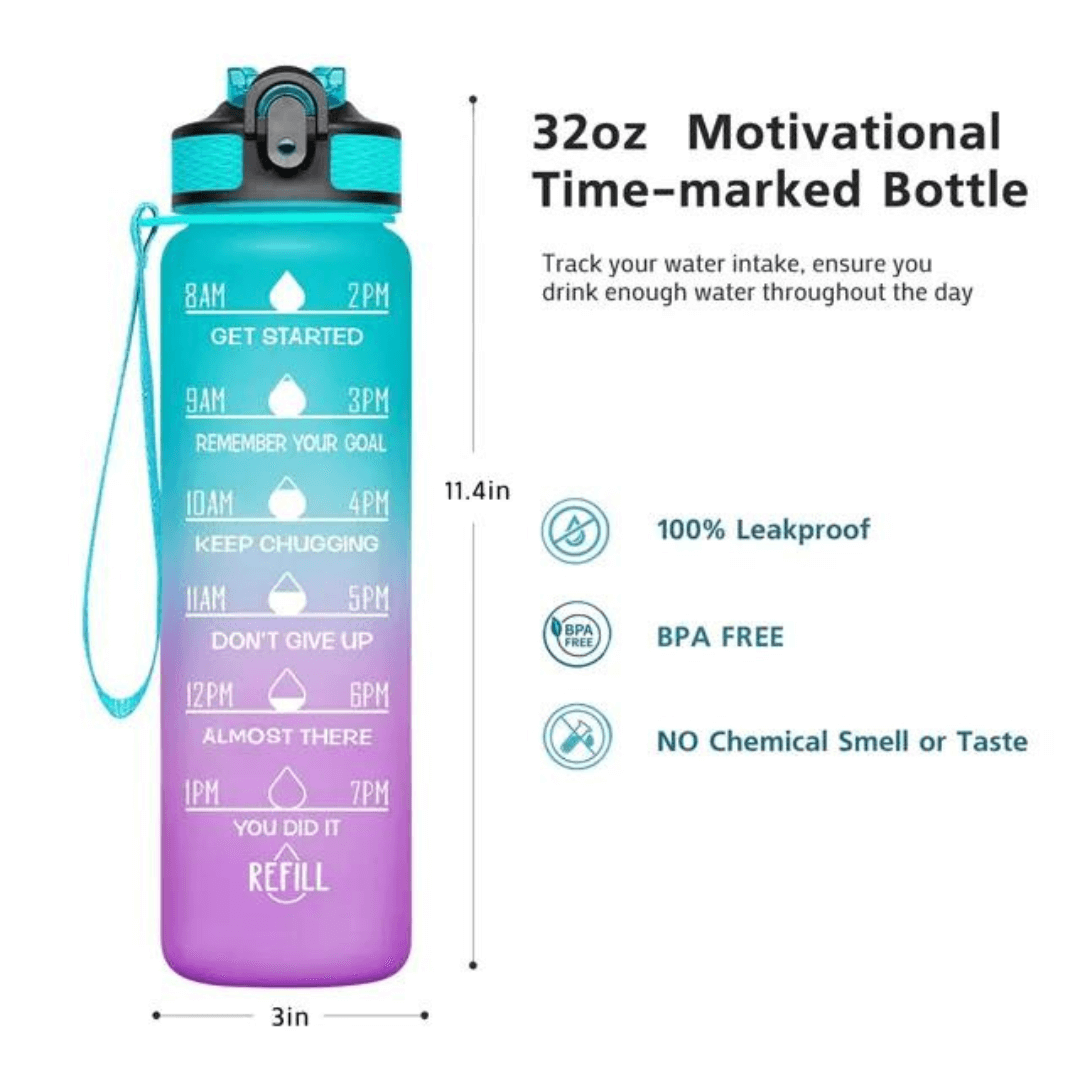 BPA Free, Motivational Sports Water Bottle for Fitness, Gym & Outdoor