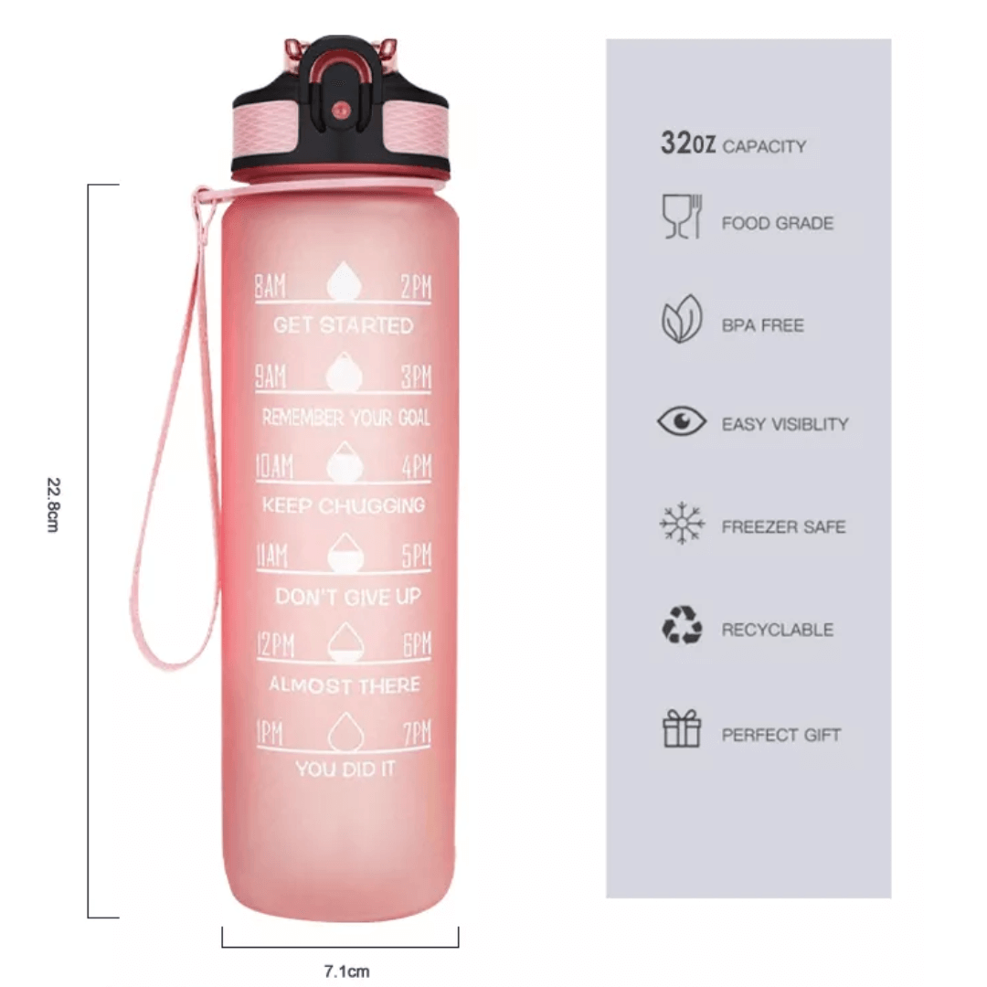 BPA Free, Motivational Sports Water Bottle for Fitness, Gym & Outdoor