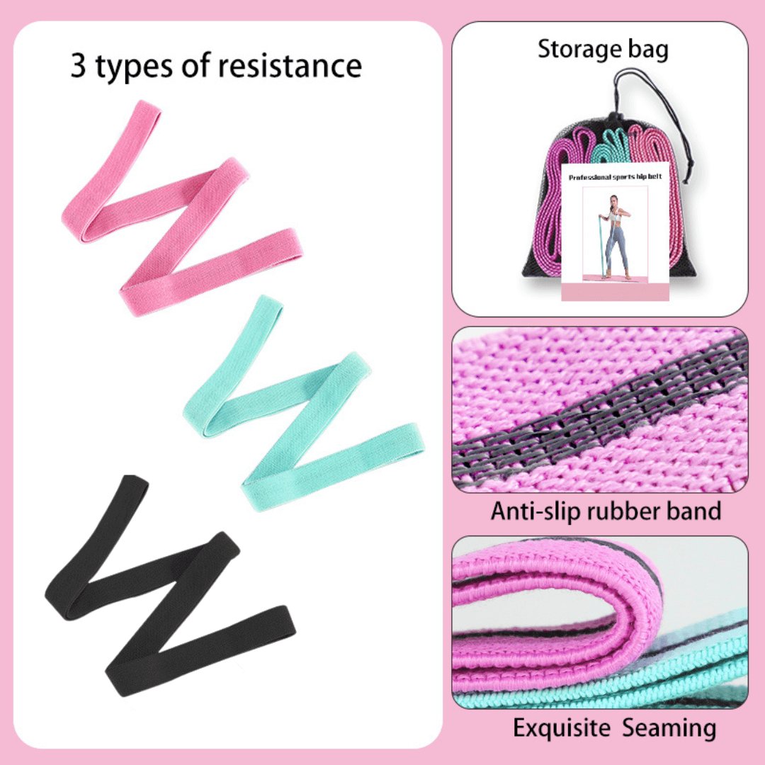 Fabric Long Hip Resistance Band Set Of 3